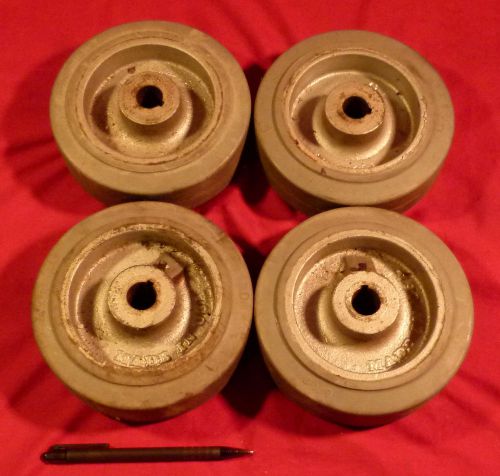 6&#034; CAST STEEL CART WHEELS WITH HARD NEOPRENE COVER-SET OF 4