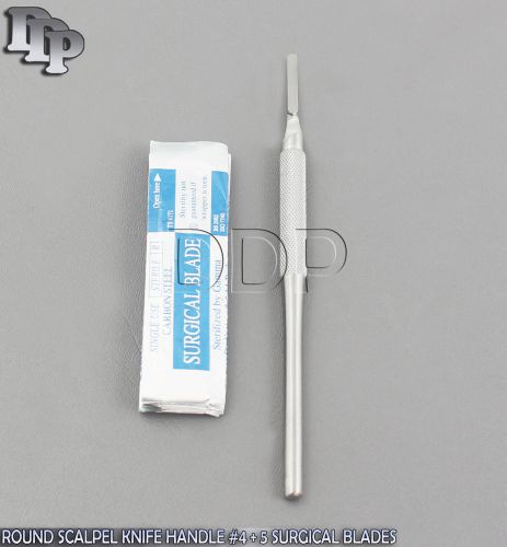 1 STAINLESS STEEL ROUND SCALPEL KNIFE HANDLE #4 + 5 STERILE SURGICAL BLADES #23