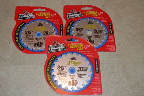Vermont american (lot of 3)  #26101 carbide blades 20 tooth 3-3/8&#034;  free ship! for sale