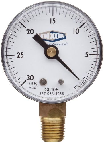 Dixon Valve GL105 Vacuum Gauge 1/4&#034; Lower Mount 2&#034; Face 30&#034; Hg