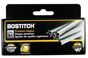 Bostitch B8 Powercrown Premium Staples, 0.25in. Crown, Steel, 5,000/Box