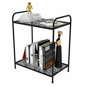 Record Player Stand Metal Organizer Storage 2-Tier Shelf