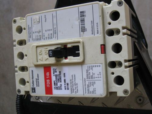 Cutler hammer/eaton fdb3125-125 amp 480 volt 3 pole breaker for sale