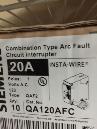 Siemens 120/240, Amperage Rating 20, Poles1, and Q120AFC, 10 In Box