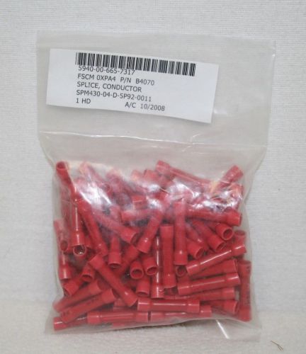 100 PC  22 - 16 Gage  BUTT - SPLICE - CRIMP - CONNECTORS - RED - NEW