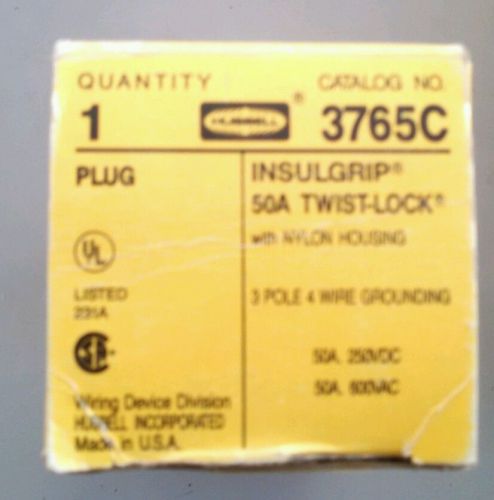 NEW HUBBELL 50 AMP 3 POLE 4 WIRE 600 VAC TWIST LOCK HBL3765C