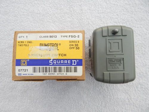 NEW SQUARE D PUMPTROL PRESSURE SWITCH NO.07721 TW POLE SERIES B TYPE FSG-2 U.S.A