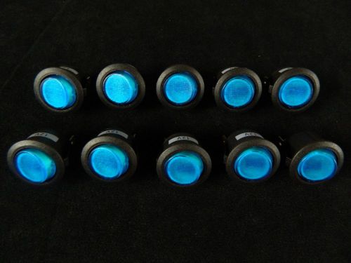 10 PACK ROUND ON OFF ROCKER SWITCH MINI TOGGLE BLUE LED 3/4 MOUNT HOLE EC-1217BL