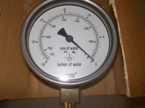 WIKA GAUGE # 612.20 4&#034; 30&#034; OF WATER VACUUM PT # 9747724