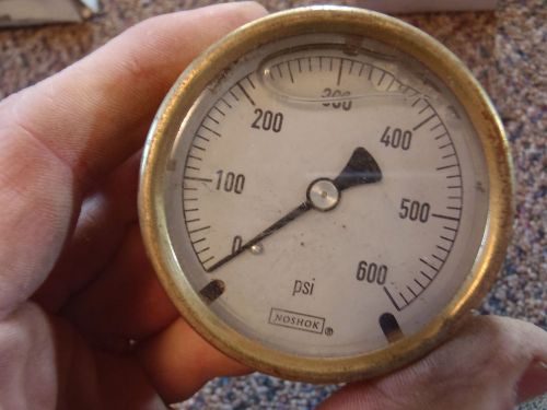 NOSHOK BRASS 0 - 600 PSI 2-1/2&#034; LIGUID FILLED GAUGE M20 0407