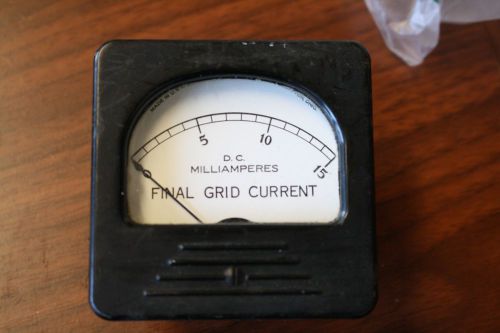 TRIPLETTE 0-15 MILLIAMPERES FINAL GRID CURRENT PANEL METER