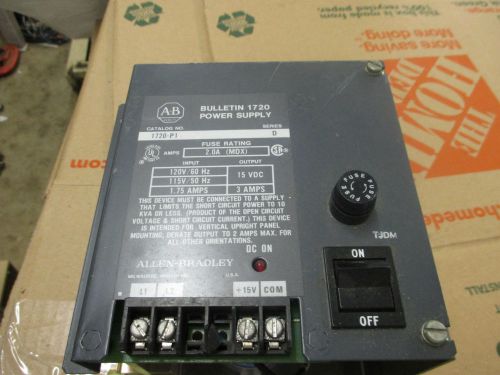 Allen bradley dc power supply cat. # 1720p1 120vac x 15vdc 3 amp for sale
