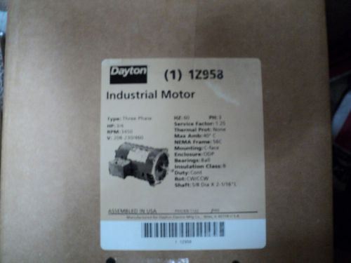 DAYTON MOTOR , 3/4 HP, C-Face , 3450 RPM , 3 PHASE , 208-230/460 VOLT