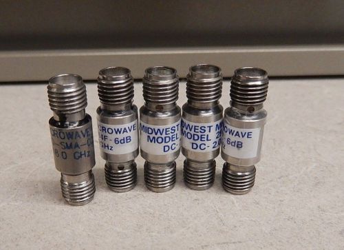 LOT OF 5 MIDWEST MICROWAVE SMA ATTENUATORS ATT-290F-10 294-3dB 294-6dB 1032