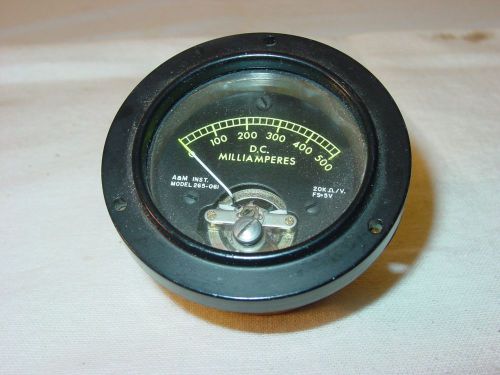 VINTAGE A &amp; M 265-061 DC MILLIAMP AMP METER GAUGE PANEL VOLT OHM