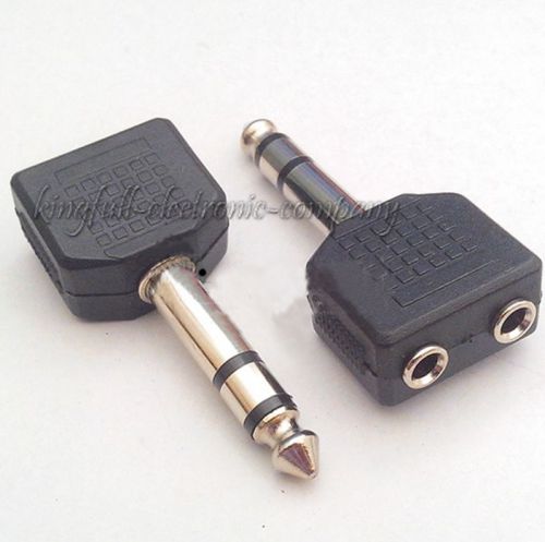 2pcs 6.35mm stereo male to 2 dual 3.5mm female splitter adapter best us for sale