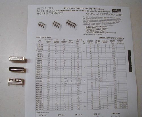 Murata 455 KHz Ceramic Filter, 4 KHz wide Model CFSA-455I, NOS, WJ