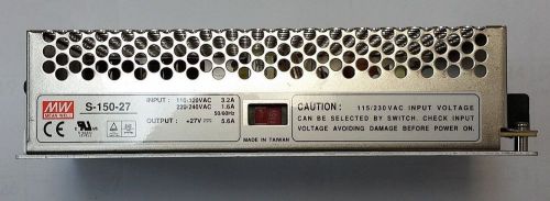 Power Supply, 27V DC, 7.5Amps, 200W Output, 120/220-240V AC Input