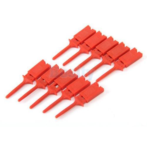 10pcs spring loaded grabber smd ic test hook probe clip for multimeter red 2&#034; for sale