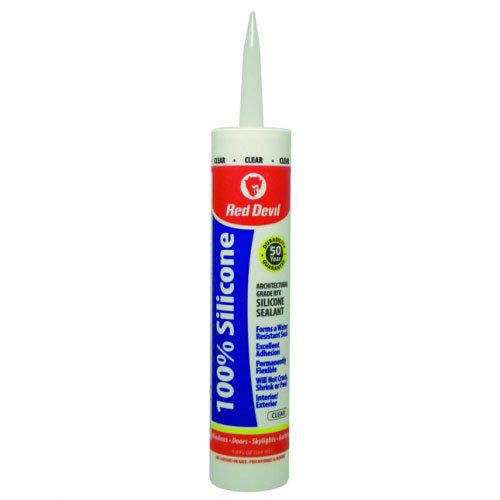 Red devil 0826 silicone 100% clear sealant cartridge 10 oz (12 per case) for sale