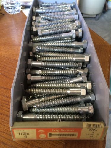 Lot Of 62 Steel Hex Lag Screw Bolt 1/2&#034; X 4&#034; Zinc Plated Hex Head Hillman