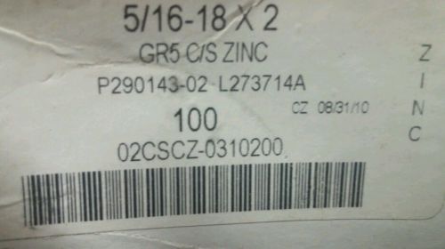 5/16-18 x 2&#034; grade 5 hex bolt (100pcs) zinc for sale