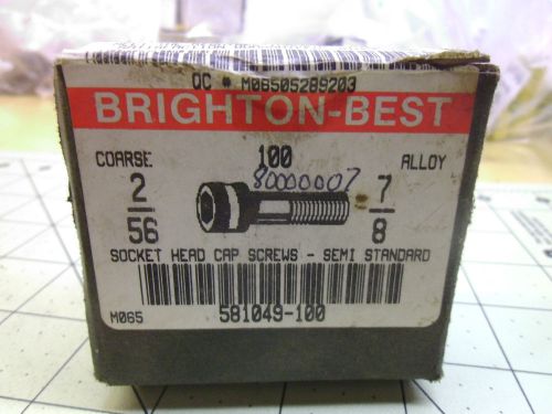 SOCKET HEAD CAP SCREW 2/56 X 7/8  QTY 100 #9934