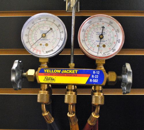 Ritchie yellow jacket flutterless manifold gauges r-502 r-22 r-12 for sale