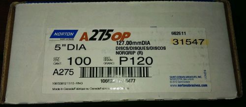 NORTON A275 P120 GRIT 5&#034; DIA. SPEED-GRIP DISCS, 31547  100 Disc per Box