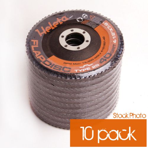 10pk Flap Discs 4.5&#034; x 7/8&#034; -40 Grit (A/O-Type27)