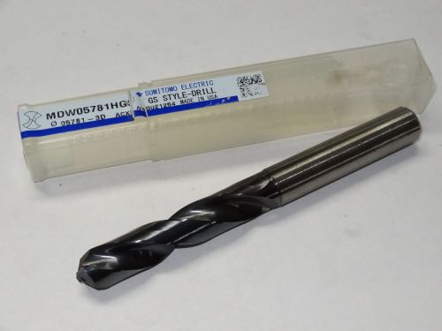 SUMITOMO 37/64&#034; .5781&#034; 3XD Solid Carbide Oil Coolant-Thru Stub Length GS-Drill