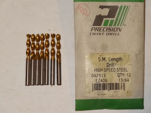 8x PTD 13/64&#034; EZ40G Screw Machine HSS 135° Precision Parabolic Twist Drills TiN