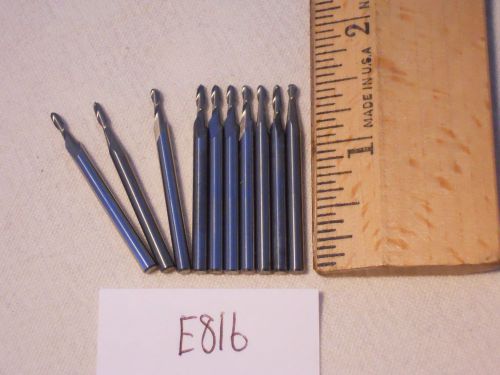 10 NEW 3 MM SHANK CARBIDE END MILLS. 2 FLUTE. BALL. USA MADE {E816}