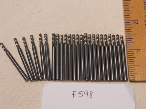 23 NEW 1/8&#034; SHANK CARBIDE END MILLS. 4 FLUTE. USA MADE    {F598}