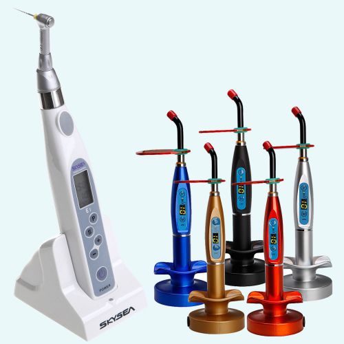 5PCS Dental Cordless Curing Light LED + Endodontics Wireless Mini Endo Motor E3