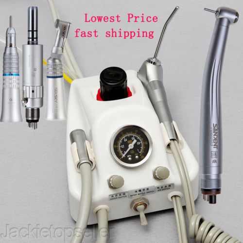 High/Low Slow Speed Push Button 4-H Handpiece+Dental Portable Turbine Unit US