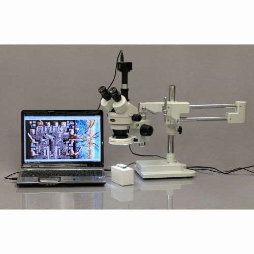 7X-45X Trinocular Stereo Microscope with 80-LED Light + 1.3MP USB Digital Camera