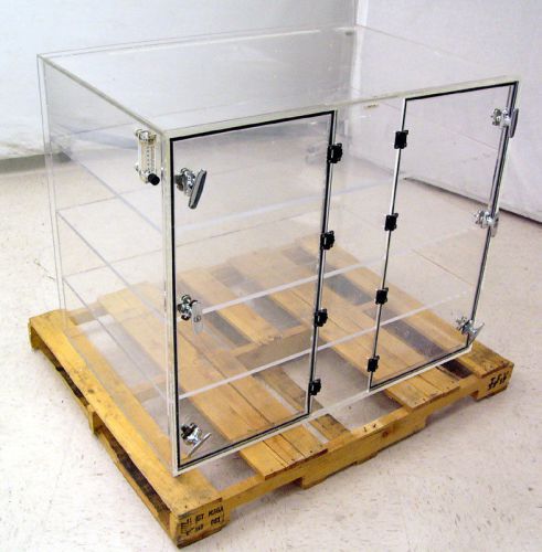 Clear static dissipative 2-door acrylic unit 35&#034;h x 42&#034;w x 31.75&#034;d desiccator for sale