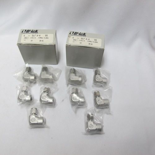 10ea new bi-lok/swagelok. 1/4&#034; x 1/4&#034; female elbow dlf 4-4 ss for sale