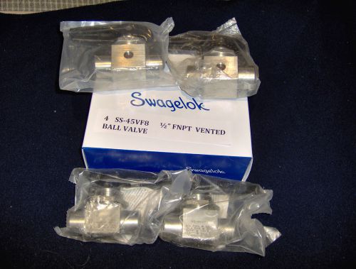 4 New Swagelok SS-45VF8  Vented Ball Valve 1/2&#034; FNPT