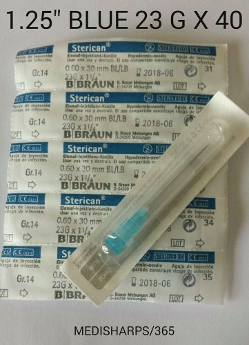 40 X HYPODERMIC SYRINGE NEEDLE (B BRAUN BLUE 23G 1.25&#034;)