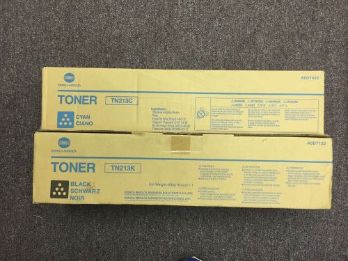 Lot Of 2 Genuine Konica Minolta C203/253 Toner TN213K TN213C