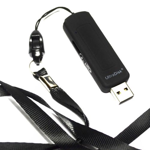 Ultradisk dvr11 black 4gb 70hr digital voice recorder retractable usb &amp; lanyard for sale