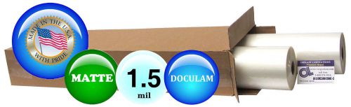 Qty 4 rolls matte doculam laminating film 25&#034; x 500&#039; 1.5 mil 1&#034; core for sale