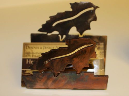 Western Metal Art Business Card Holder Leaf