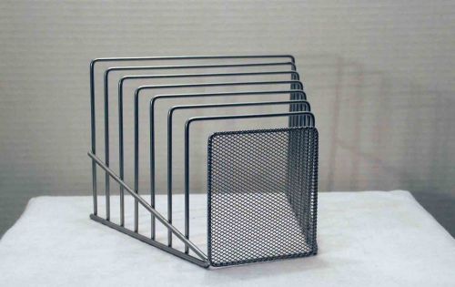 Desk top file folder rack holder accessory metal silver mesh front office depot for sale