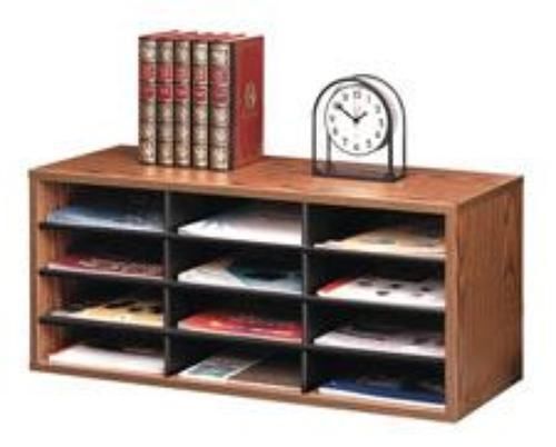 Fellowes Literature Organizer - 12 Compartments Medium Oak