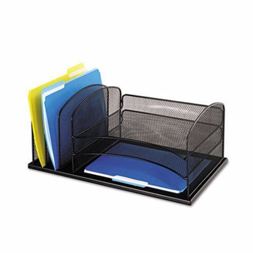 Safco Desk Organizer, 6 Sections, Steel Mesh, Black (SAF3254BL)