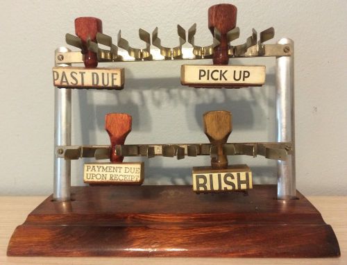 Vintage atlas stamp rack/stamps past due/pick up/rush/payment due upon receipt for sale