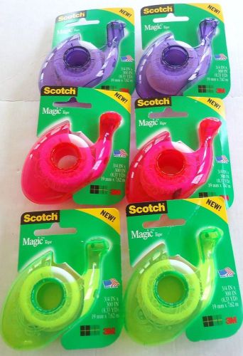 BACK TO SCHOOL SCOTCH MAGIC TAPE CONTOUR DISPENSER: GREEN ,RED,VIOLET 3/4&#034;X300&#034;